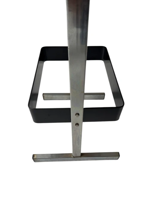 Four Mid-Century Modern Bar Stools with Black Leather Seats, 1970s